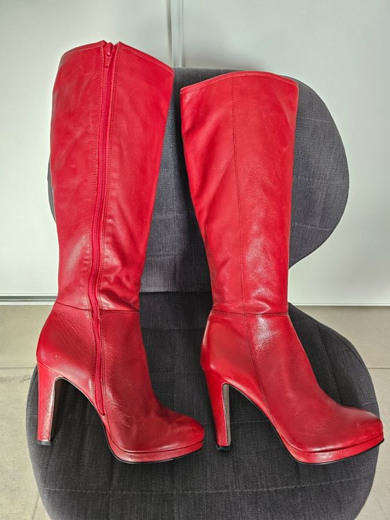 Bottes cuir cheap rouge san marina