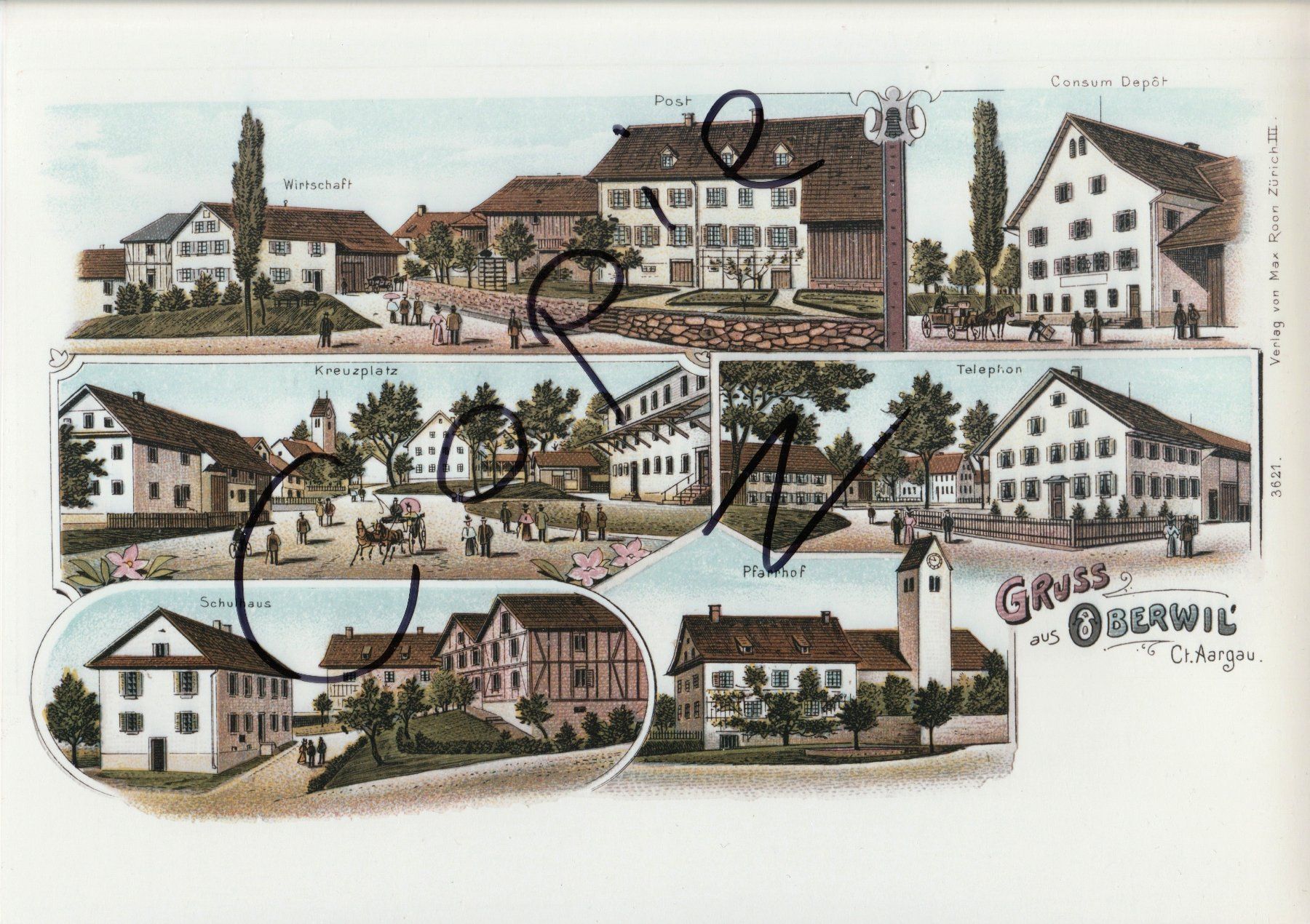 Cartoline postali: Gruss aus Oberwil, Ct. Aargau – Usato da Fällanden venduto da Blausegelfliege