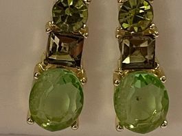 boucles d’oreilles plaquées or pierres péridot neuves