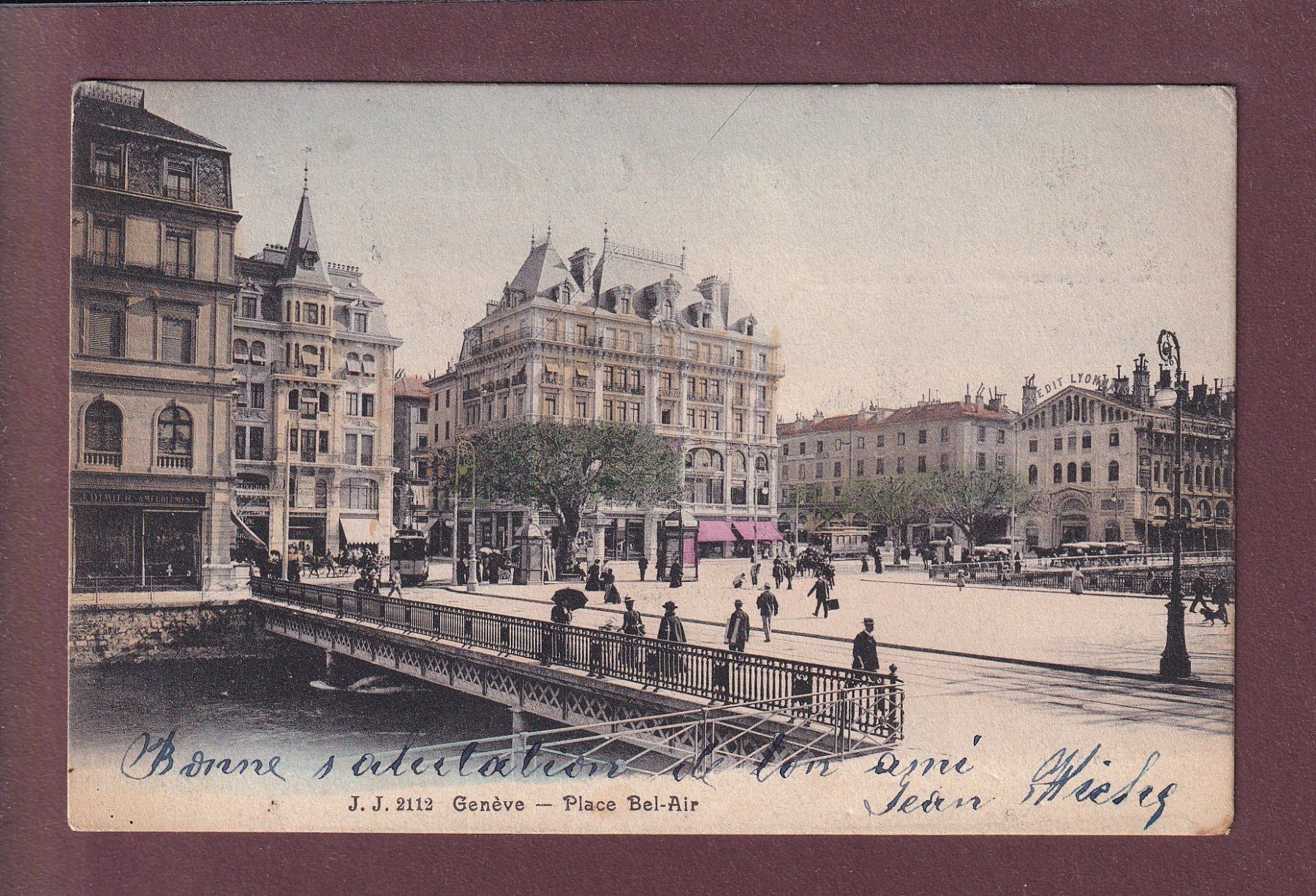 Cartoline postali: GENEVE - Place Bel-Air - 1906 – Usato da Pully venduto da nicecards