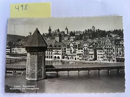alte Ansichtskarte Luzern Kapellbrücke Wasserturm, 1941