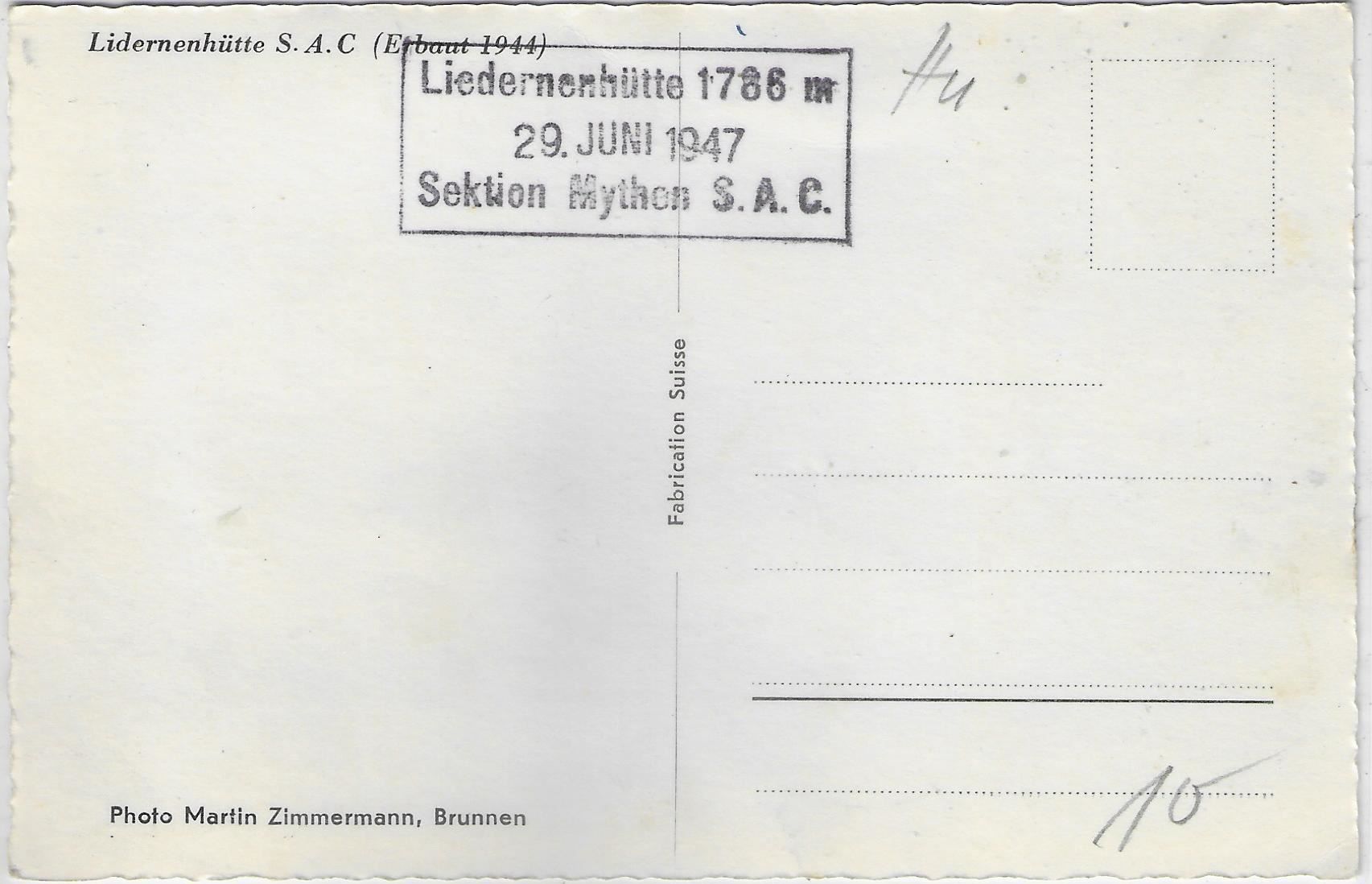 Cartoline postali: Lidernenhütte S.A.C. – Usato da Ettingen venduto da Kartenplanet 1