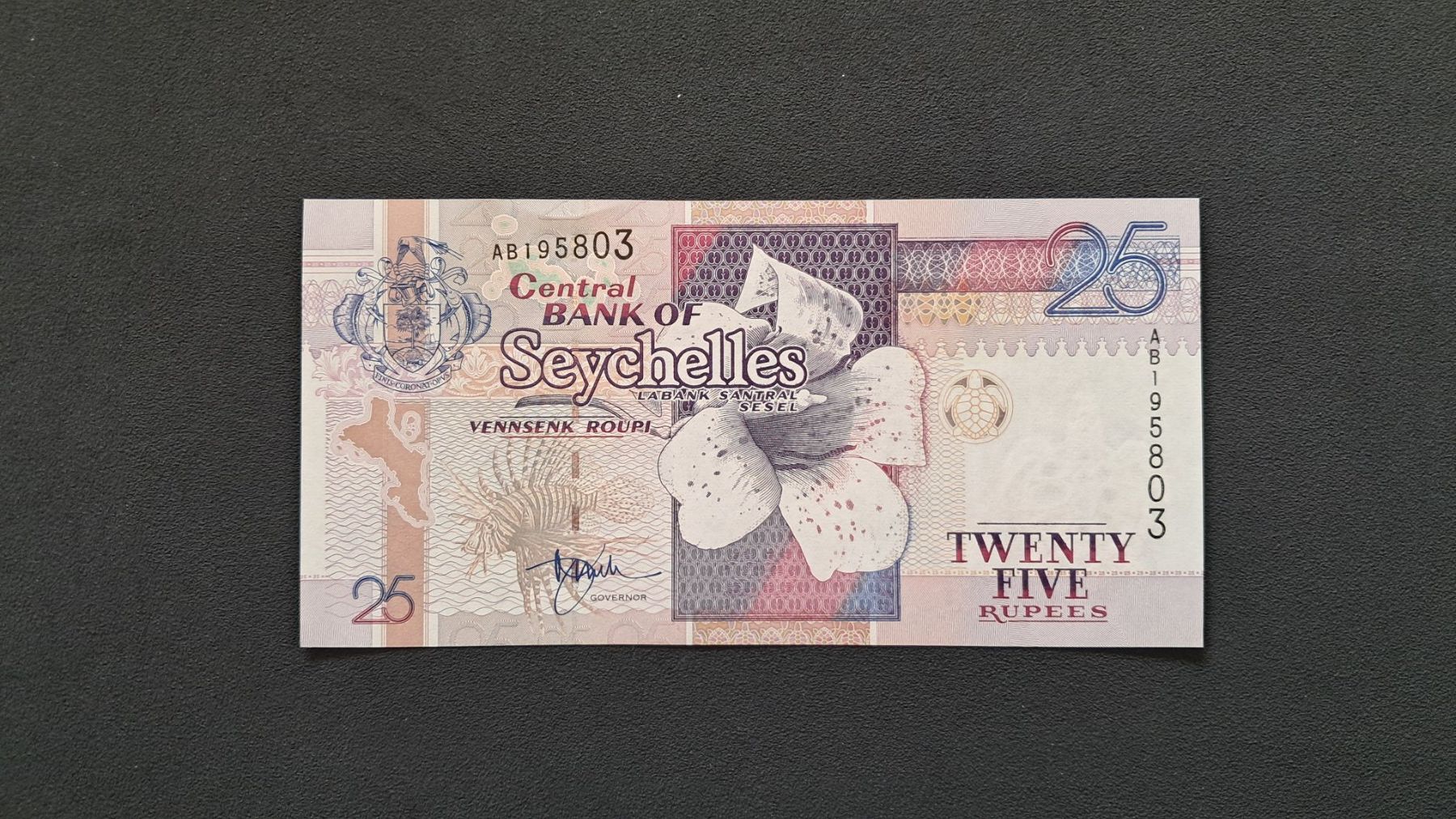 Banconote: Srychellen 25 Rupess 1993-98 Unc – Nuovo e nell'imballaggio originale da Lufingen venduto da E-Auktion
