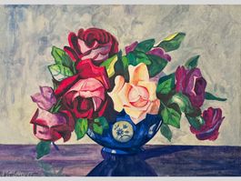 AB 1.- Aquarell - Stillleben - Signiert - 30 x 40 cm
