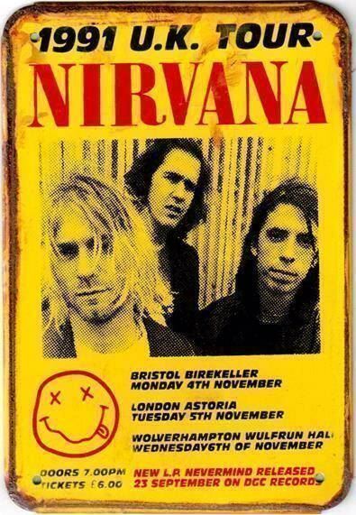 Insegne: Rusty Blechschild-NIRVANA-1991 U.K.TOUR – Nuovo e nell'imballaggio originale da Rupperswil venduto da big-one-sale
