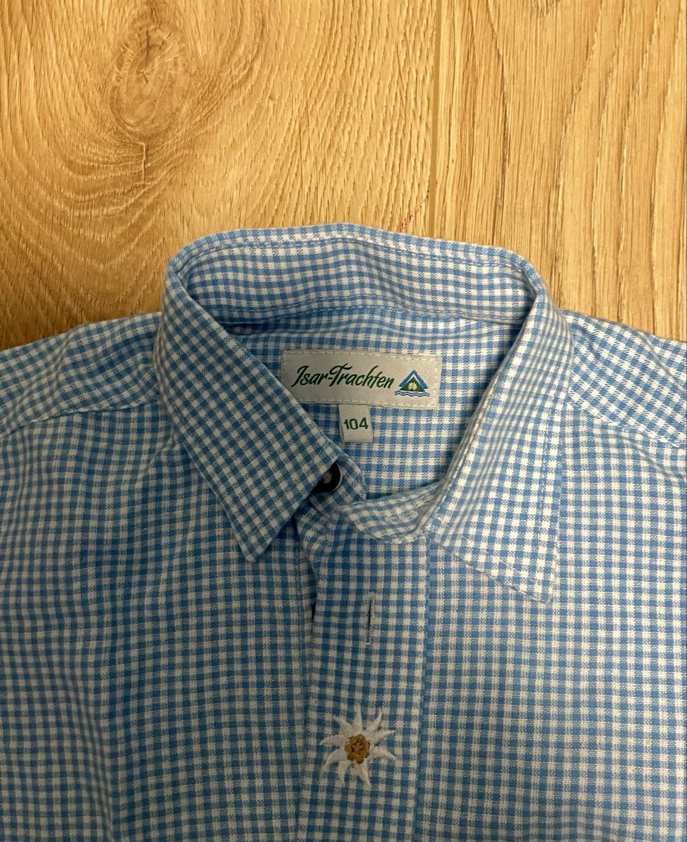 Camicie, T-shirt & Polo: Trachten Hemd Gr.104  Hellblau,  Edelweiß – Usato da Reinach BL venduto da sake08-2008 1