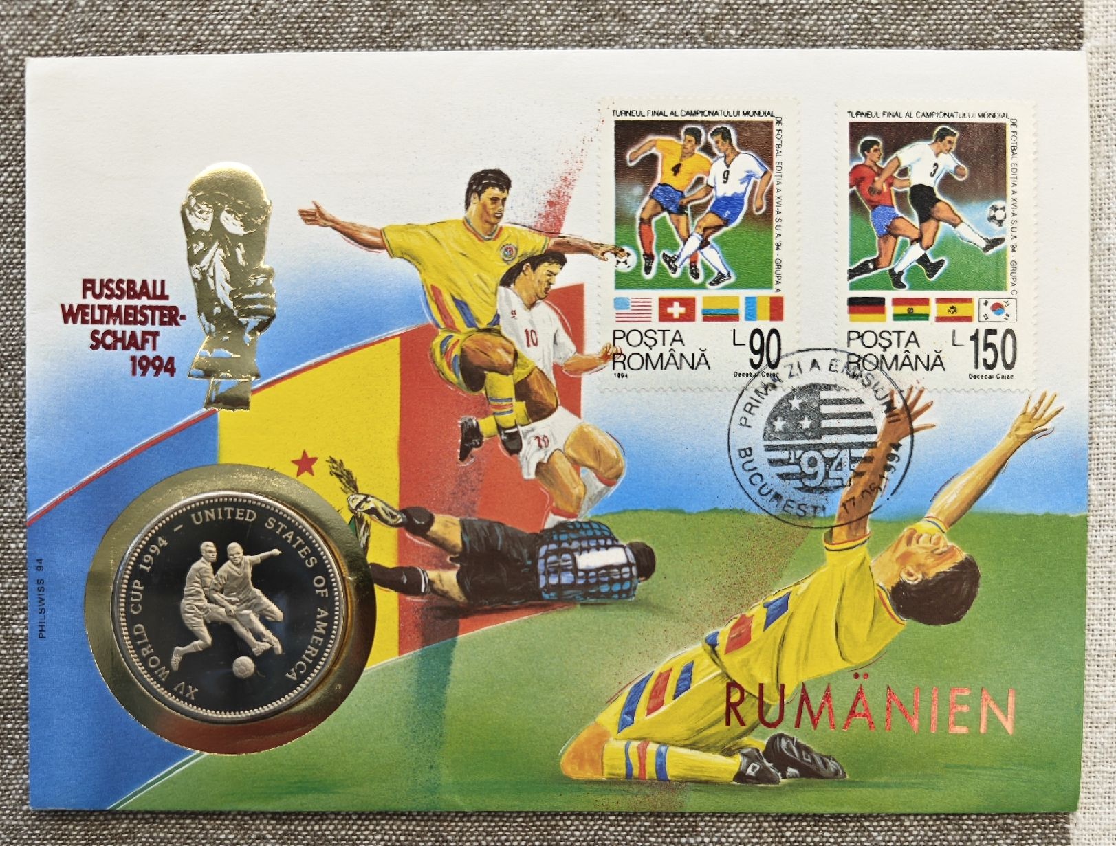 Alle Münzen: WM 1994 Numisbrief Rumänien  – Gebraucht aus Hünibach von gaenggele247