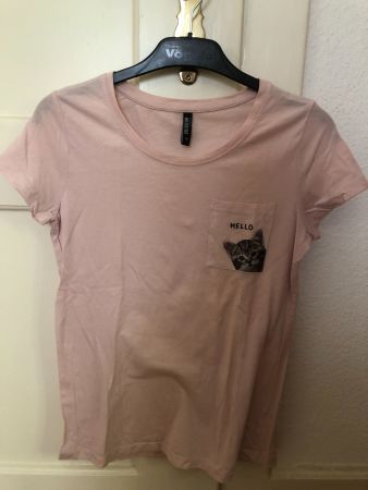 Colloseum T-Shirt M Rosa Katze Kitty Print Tasche