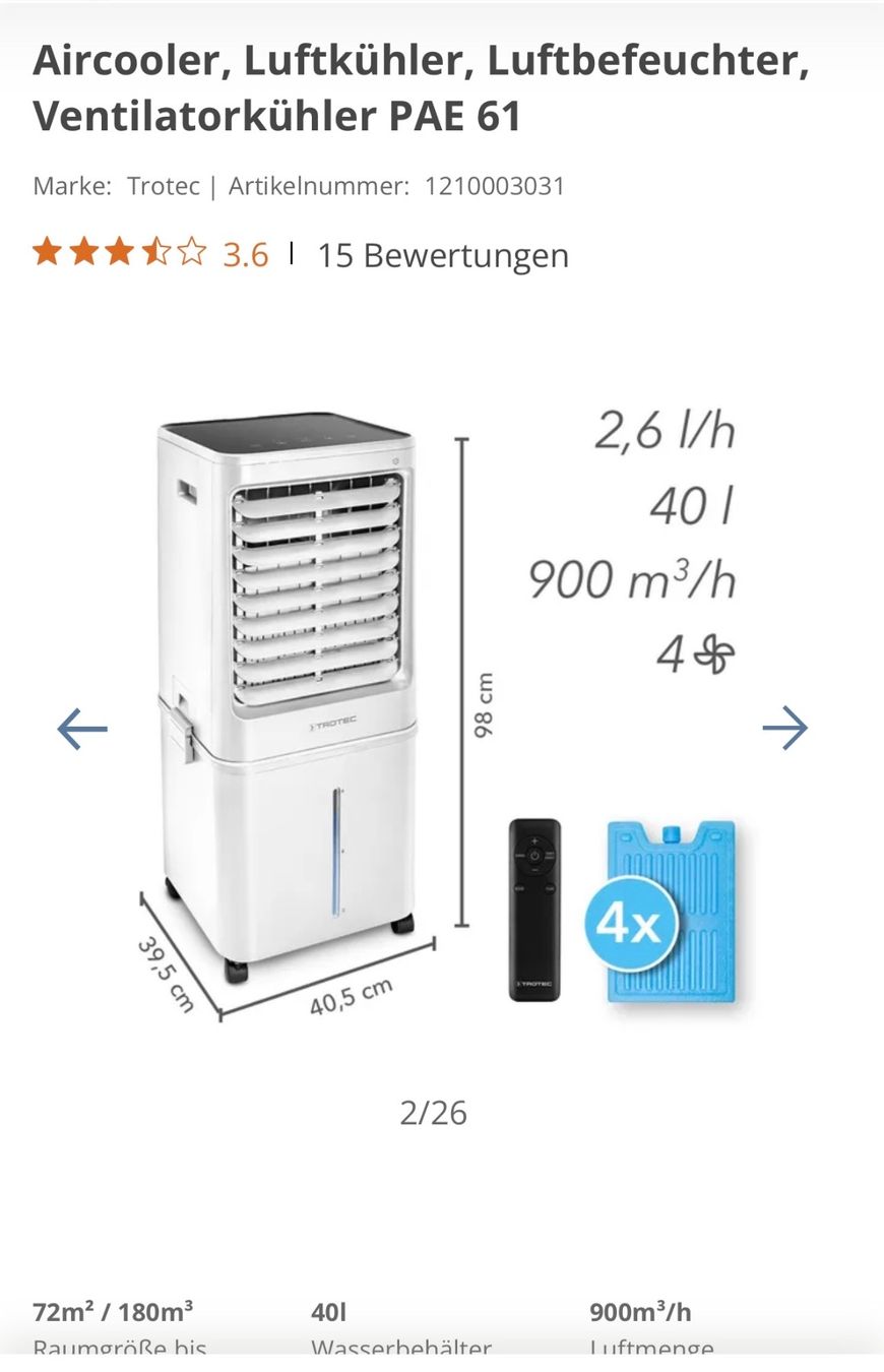Trotec Condizionatori: Trotec Aircooler PAE 61 – Usato da Arboldswil venduto da CJDA 6