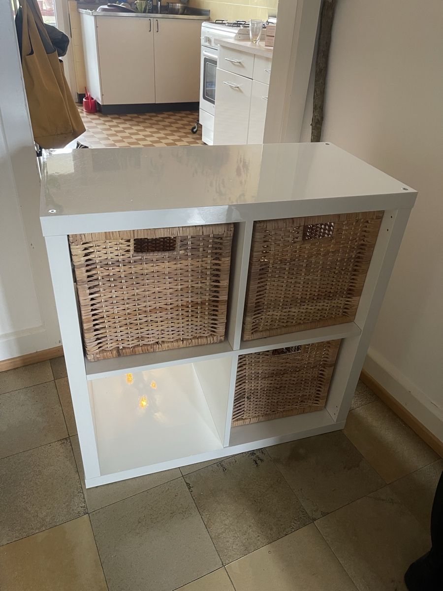 Ikea Scaffali: IKEA Calax Regal mit 3 Körben, beschichtetes weiss,gebraucht – Usato da Basel venduto da xensha 1