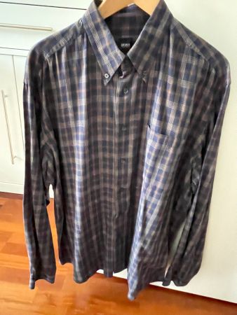 Chemise HUGO BOSS à carreaux bleu et brun