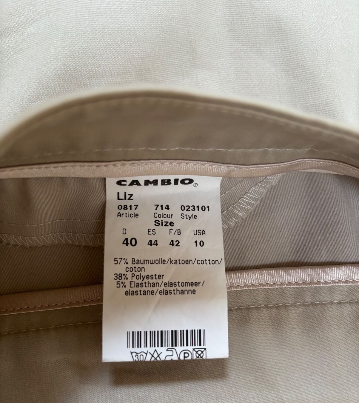 Cambio Jeans: Cambio - Hose - Modell: Liz - beige - Grösse 40 – Usato da Zofingen venduto da Justizia_01 3