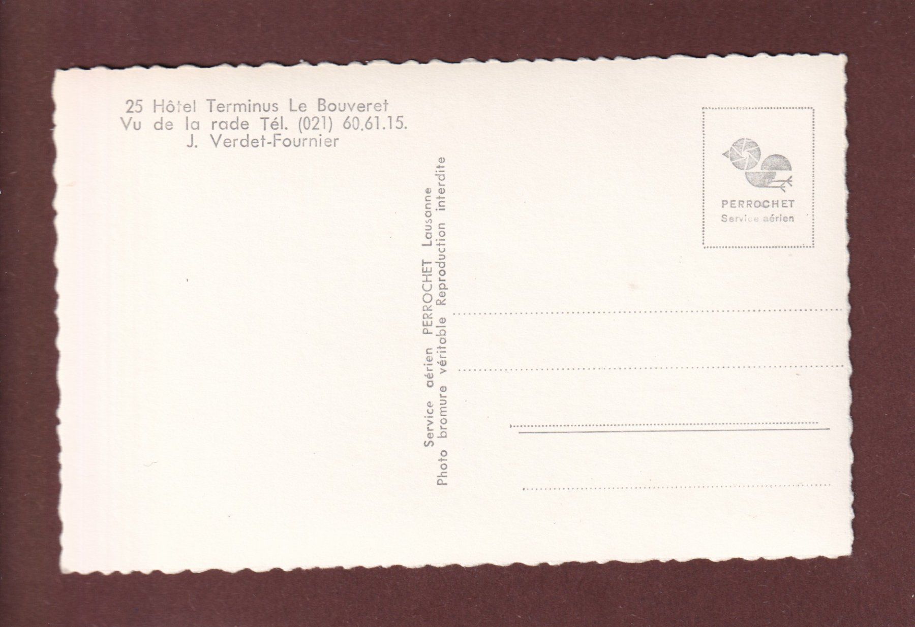 Cartoline postali: LE BOUVERET - Hôtel Terminus – Usato da Pully venduto da nicecards 1