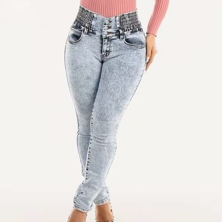 👖 Skinny Jeans Push-Up Damen Blau M (38) Stretch Denim 💙✨