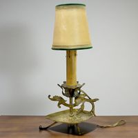 Ancienne lampe de chevet en bronze avec motif dragon