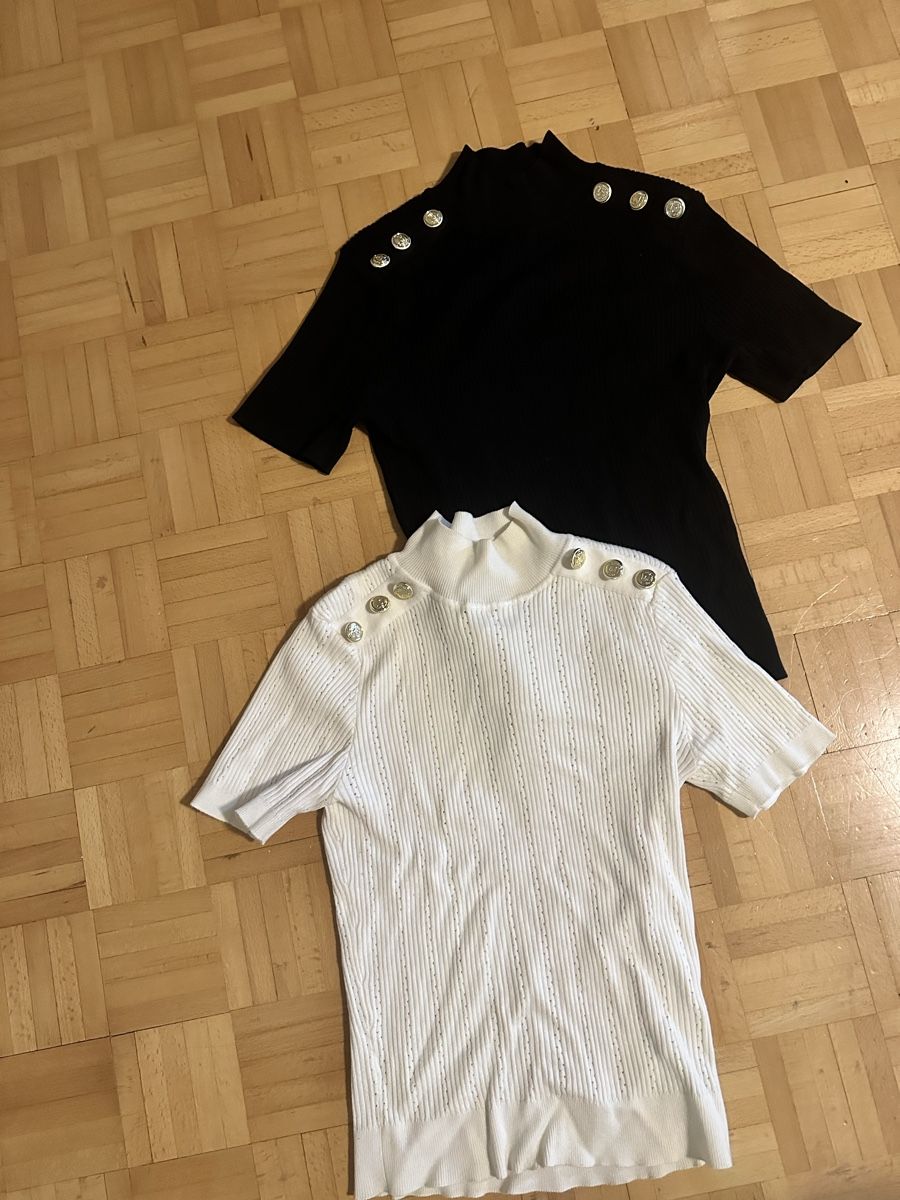 Maglioni & Felpe: 2 Strickpullover kurzarm schwarz weiss Grösse L neuwertig – Nuovo (secondo la descrizione) da Basel venduto da lucyia