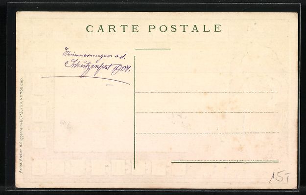 Cartoline postali: Zürich, Eidg. Schützenfest 1907, Wappe – Usato da Berlin venduto da bartko-reher 1
