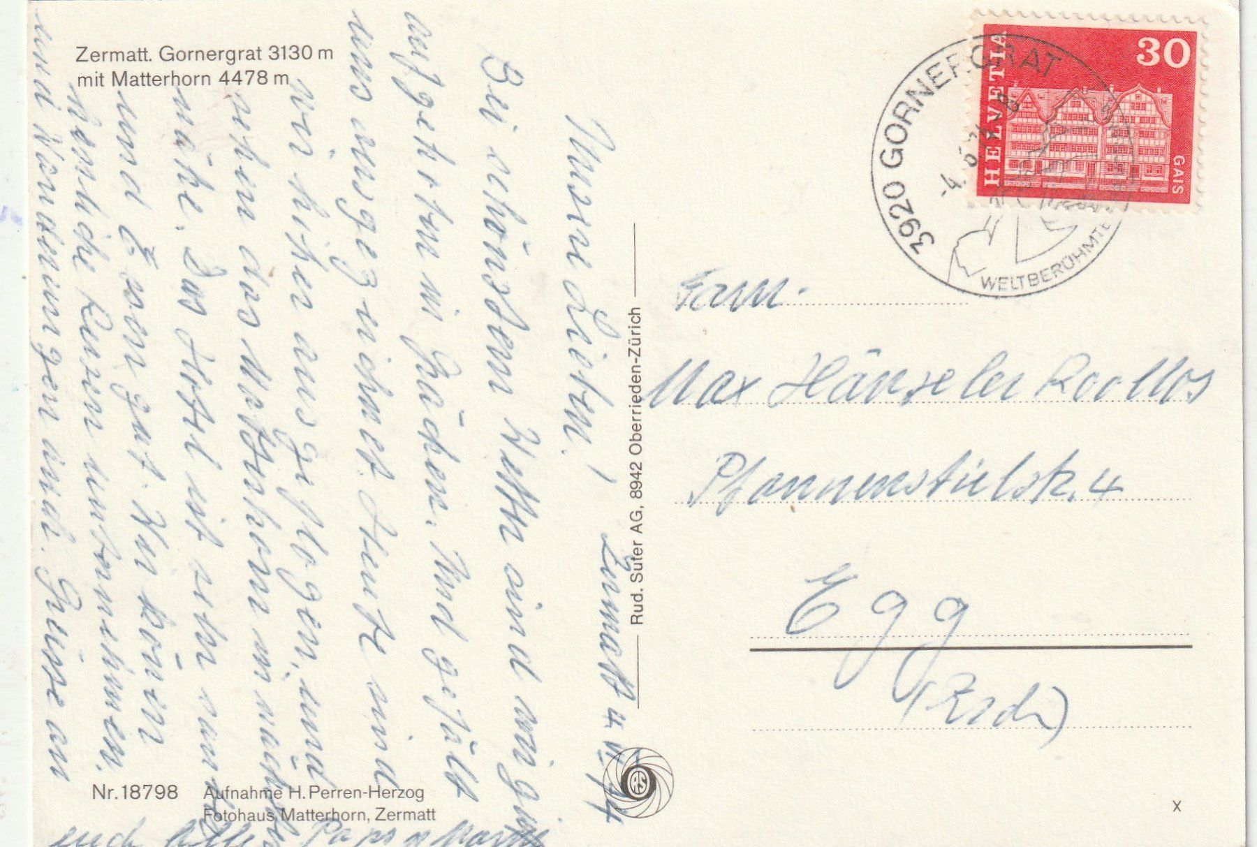 Cartes postales: Gornergrat Matterhorn – D'occasion à Lumbrein par made02 1
