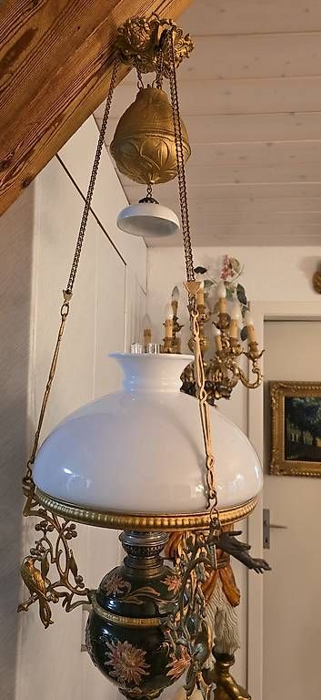 Lampade: Wunderschöne Majolika Petroleumlampe, Deckenlampe – Usato da Kaufdorf venduto da Nati-Nati 3
