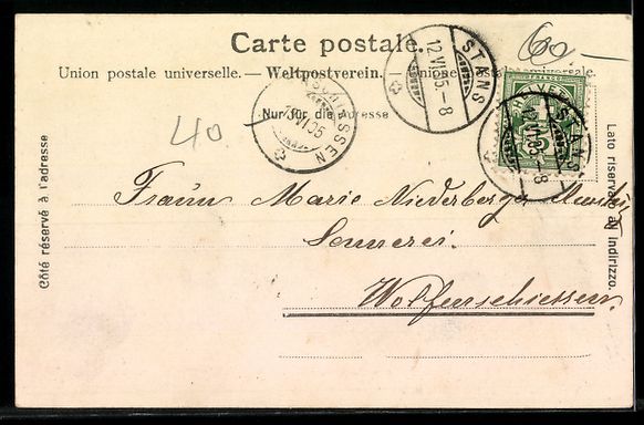 Cartoline postali: AK Stans, Dorfplatz mit Pilatus, 1905 – Usato da Berlin venduto da bartko-reher 1