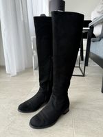 Damen Wildlederstiefel Schwarz Gr. 37 kniehoch