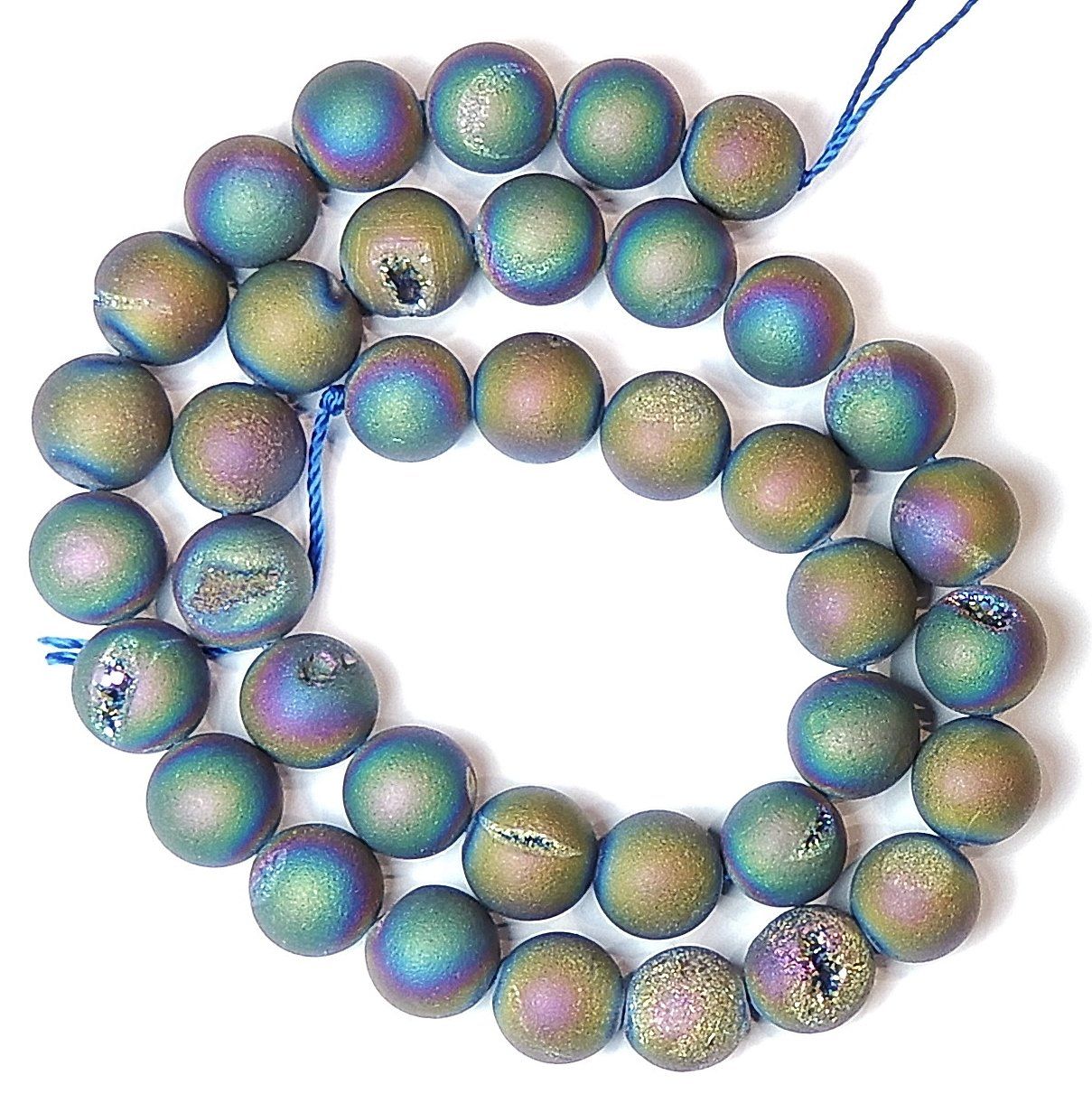 Catenine: 1 Strang echte Achatdrusen-Perlen Titanium bedampft 10 mm – Nuovo (secondo la descrizione) da Müllheim Dorf venduto da GUENI01