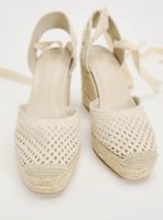 Zara Lace Up Crochet Wedges 37 NEW