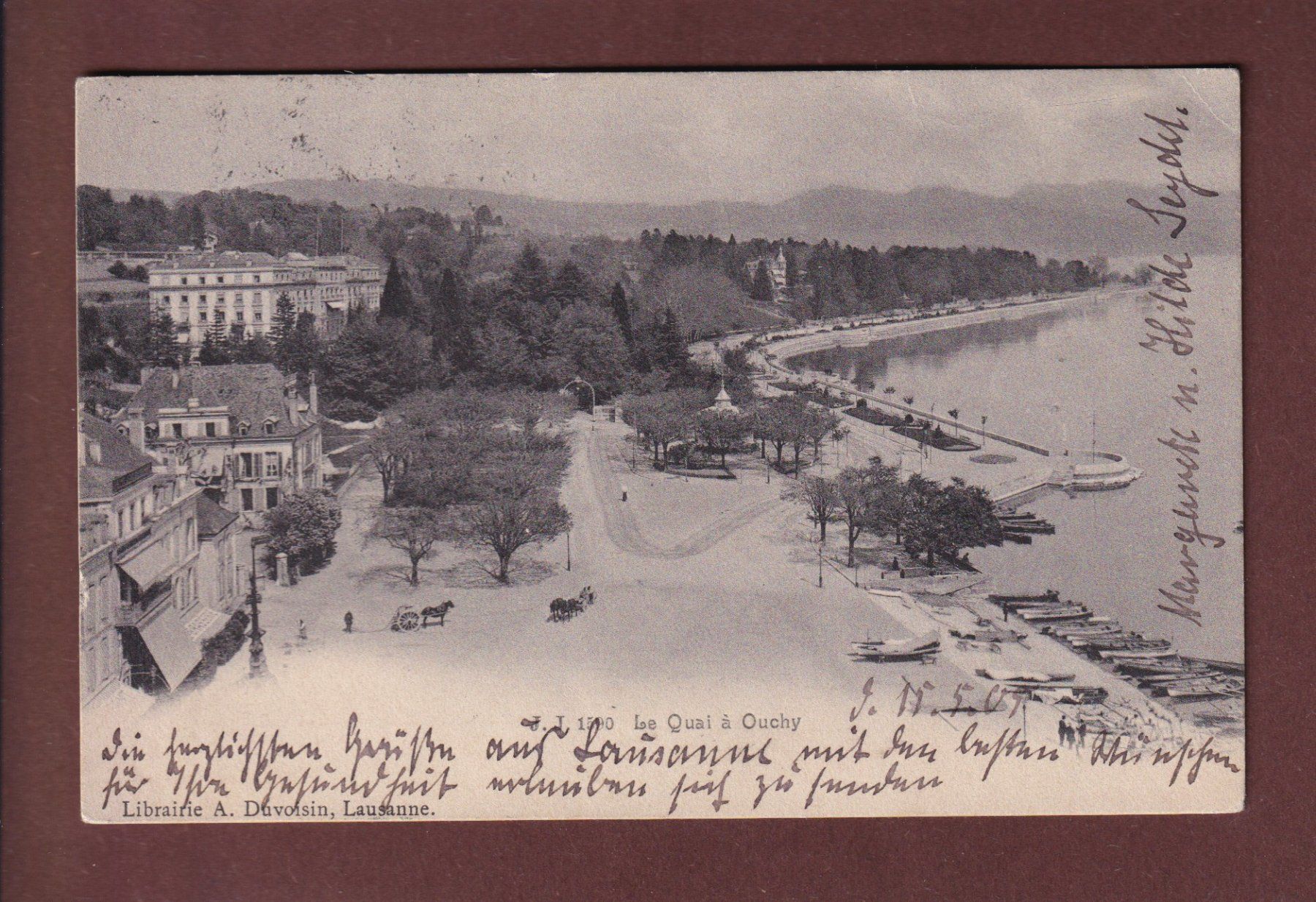 Cartoline postali: LAUSANNE - Quai d'Ouchy - 1905 – Usato da Pully venduto da nicecards