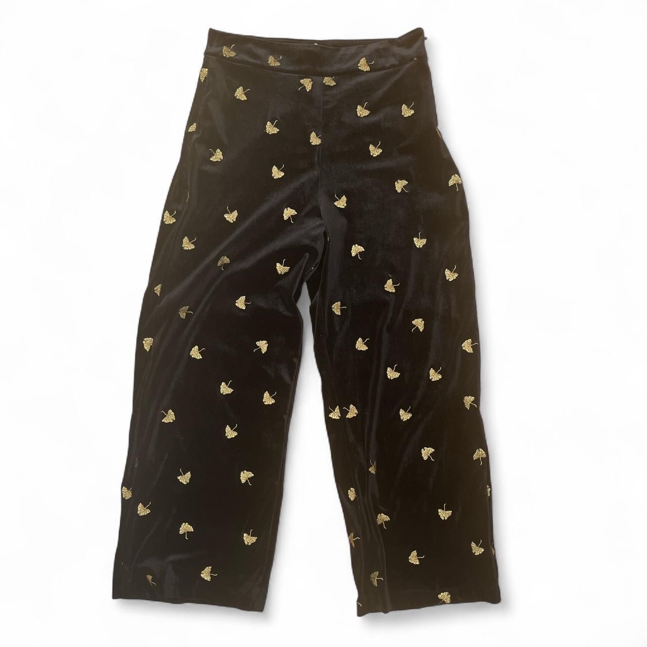 Other Stories Pantaloni: Schwarze Samt Culotte mit Ginkoblättern Grösse 38 – Usato da Zürich venduto da lil_rxs5 1