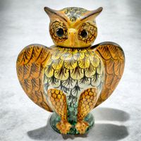 Ancien vase bouteille en céramique d'art IUDICI Caltagirone