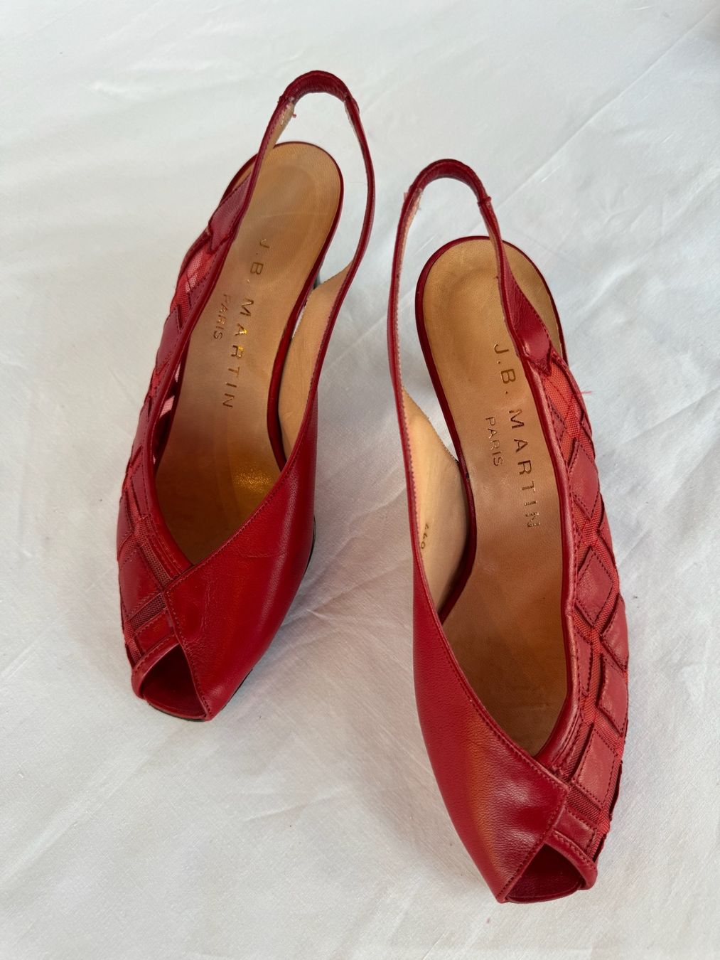 Scarpe da donna: Slingpump rot, Peeptoe, Leder, halbhoher Absatz, Gr 36 – Usato da Oberrieden venduto da pet_n2c2 3