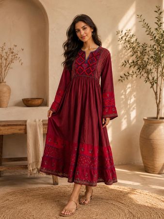 Damen Kleid Langarm Bordo Grösse S guter Zustand