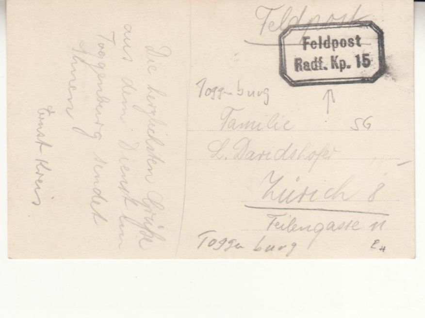 Cartoline postali: Kirchberg ca. 1930 mit ST Radf. Kp. 15 – Usato da Bürglen TG venduto da StampGraf 1