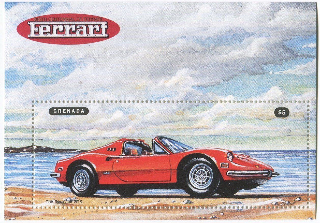 Tutti i francobolli: Block "Ferrari". Grenada. – Nuovo e nell'imballaggio originale da Basel venduto da Butsch5