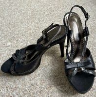 Elegante Leder Highheel Sandaletten, Gr. 37, Schwarz