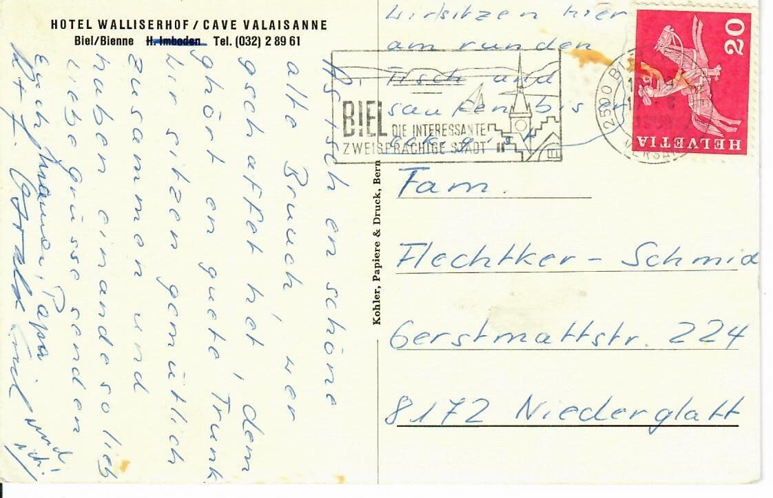 Ansichtskarten: Hotel Walliserhof - Biel – Gebraucht aus Hochdorf von Ziegel-16 1