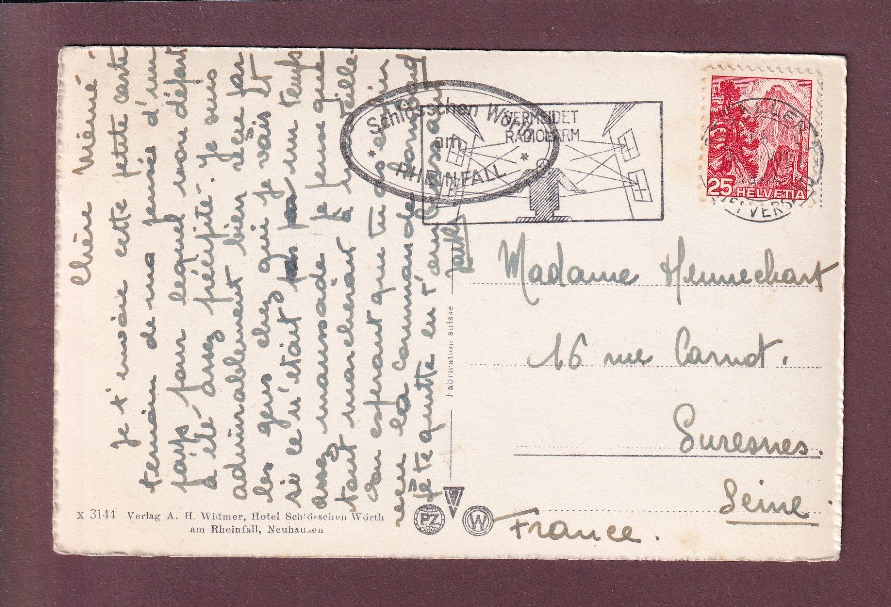 Ansichtskarten: RHEINFALL - 1948 – Gebraucht aus Pully von nicecards 1
