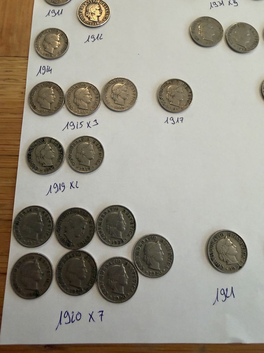 Tutti le monete: Pièces 5 centimes suisse de 1880 a 1953 – Usato da Echallens venduto da JAR69 3