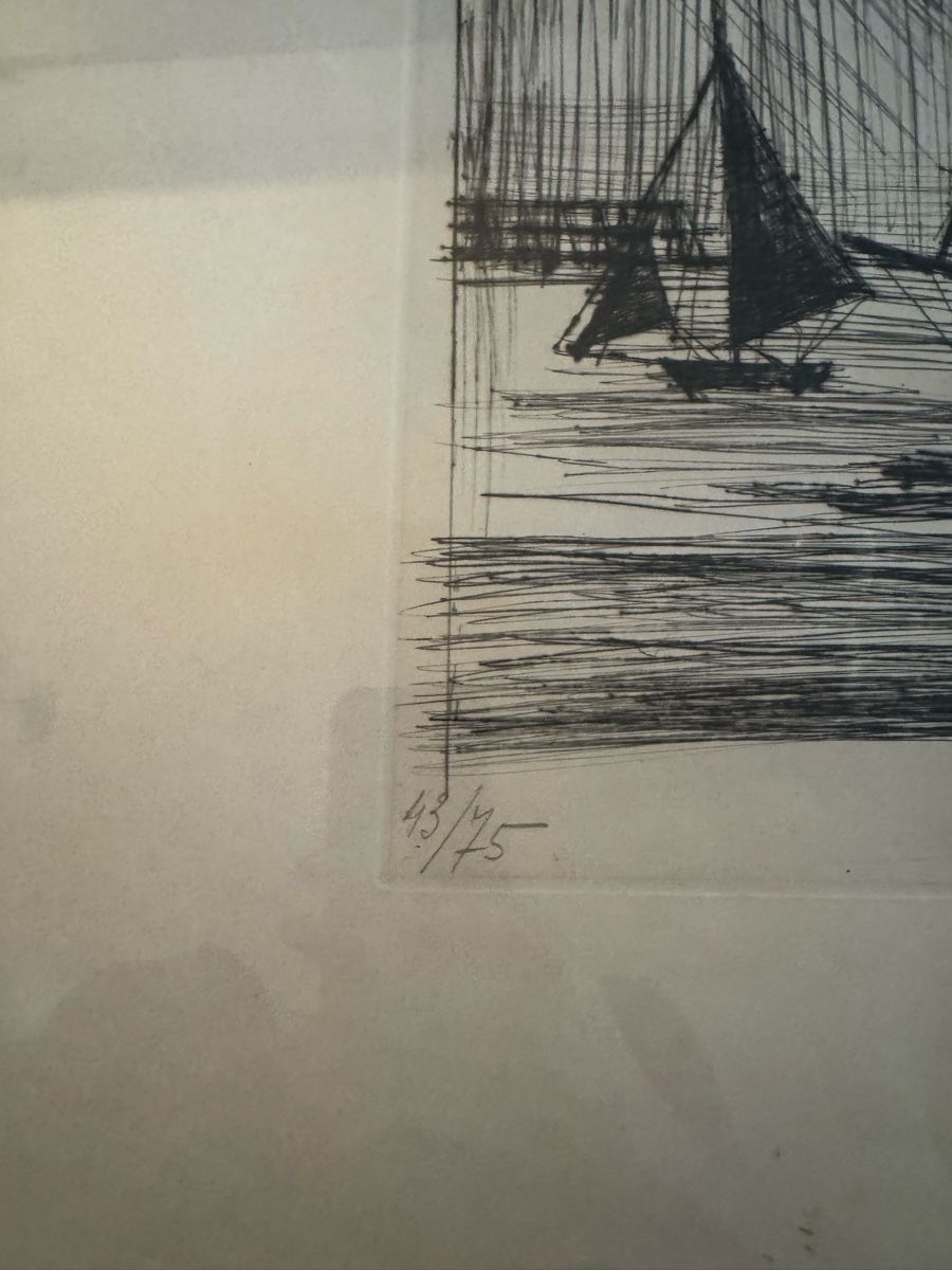 Grafiken & Lithographien: Bernard Buffet, Incisione originale, Barca a vela 43/75 – Gebraucht aus Genève von GenevasWunderkammer 2