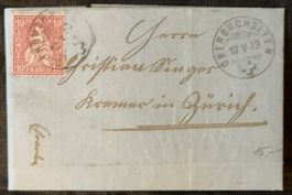Schweiz Brief 1873 Helvetia 10 Rp BERBUCH