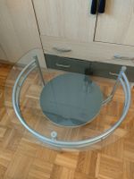Table basse ronde en verre et métal argenté, état top!