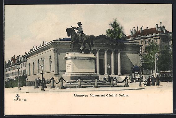 Cartoline postali: AK Genève, Monument Général Dufour – Usato da Berlin venduto da bartko-reher