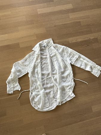 Zara Leinen Bluse Weiss, XS S