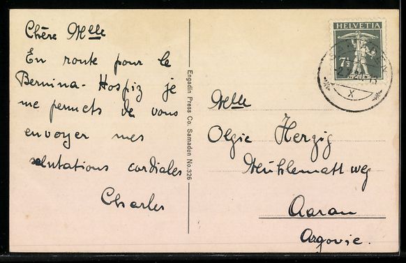Cartes postales: Samaden, Gesamtansicht mit Dorf, Kirchtu – D'occasion à Berlin par bartko-reher 1