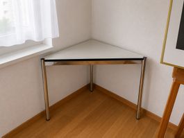 USM HALLER Eckschreibtisch / Beistelltisch weiss/chrom