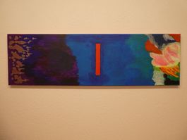 Abstraktes Acrylbild blau / violett 100 x 30 cm