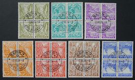 1934, Serie Viererblöcke Nr. 194-200, Ersttag! Kat: 1000.-