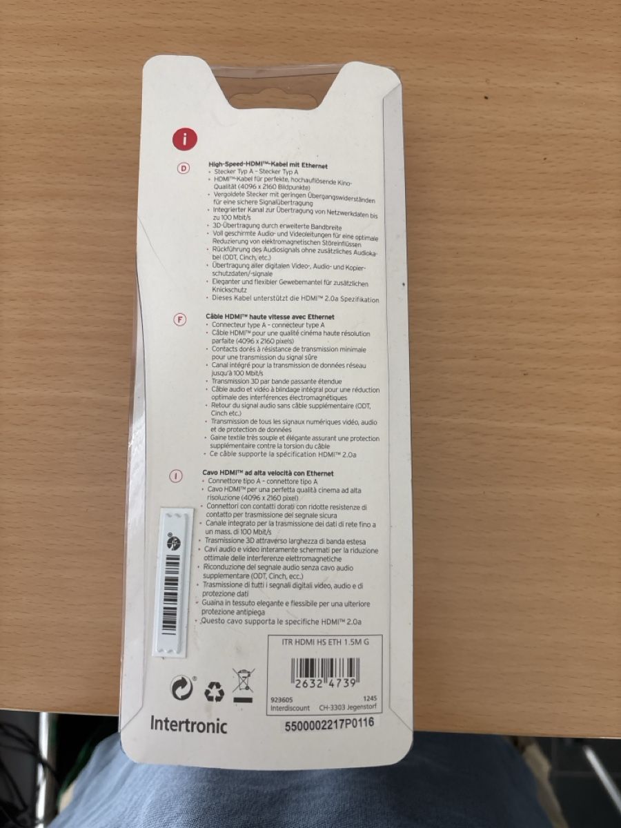 Câbles: Audio/Video Kabel Intertronic HDMI High-Speed neu – D'occasion à Zollikerberg par albatros019 1