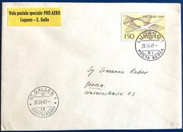1949  Flugpost - Pro Aero / Lugano - St.Gallen