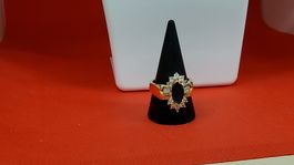 Eleganter ring mit blauem Stein, neuwertig, Grösse 18